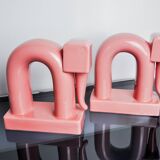 Pair of pink elephants by Guadalupe Coronado, Bookends, ceramic, Spain, 1980