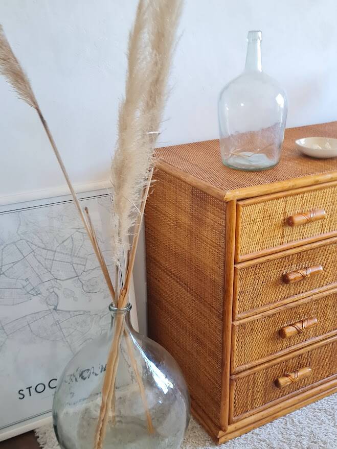 Commode en rotin, circa 1970