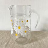 Vintage Glass Pitcher Marguerites