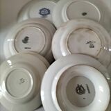 Set of 12 ironstone plates – Deep blue & red