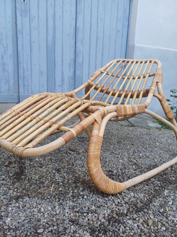 Fauteuil,  chaise longue rotin Ikea vintage