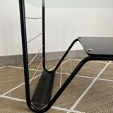 Roche Bobois metal and glass coffee table with magazine rack from the 50s
