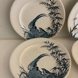 4 Japanese Longwy flat plates