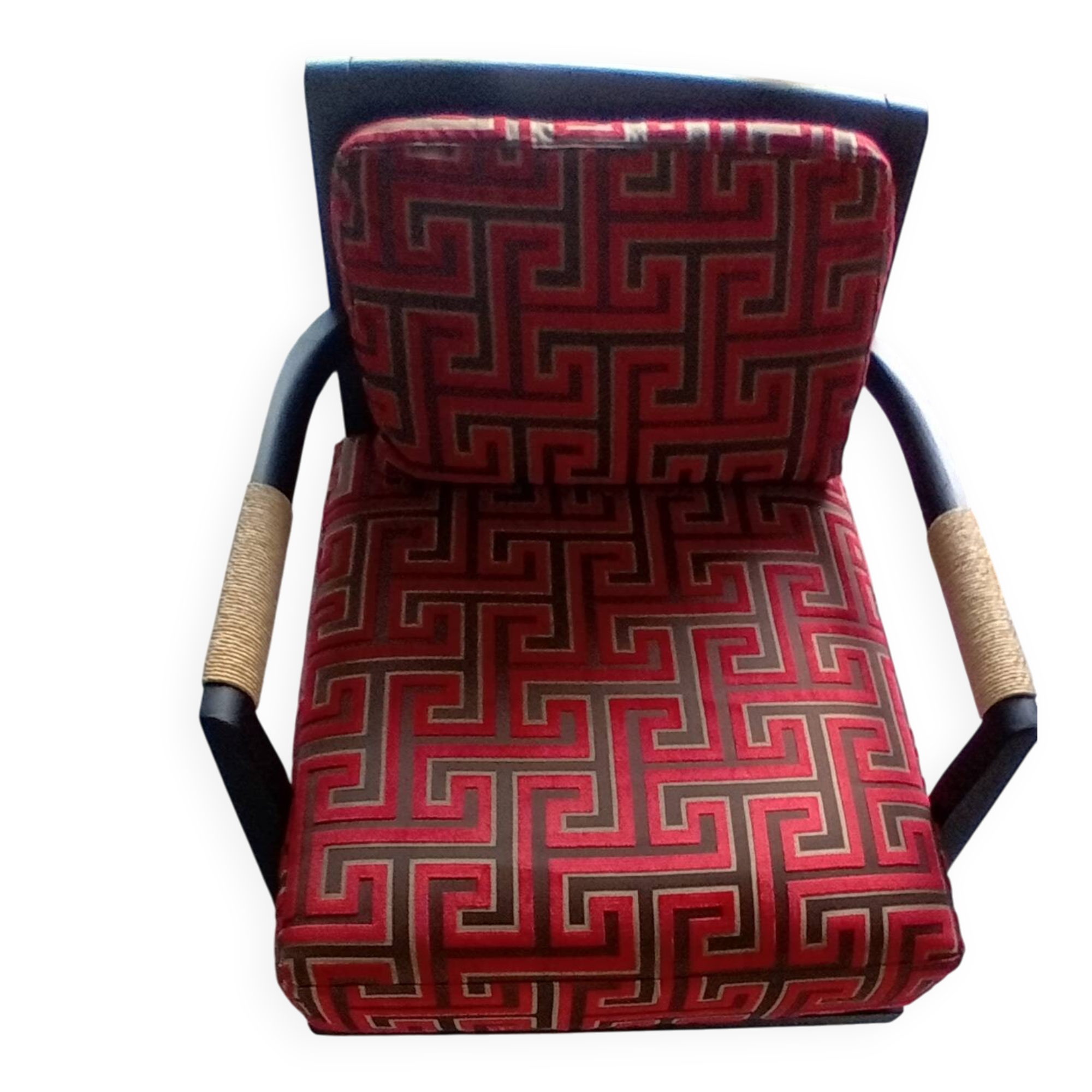 Fauteuil colonial motif labyrinthe