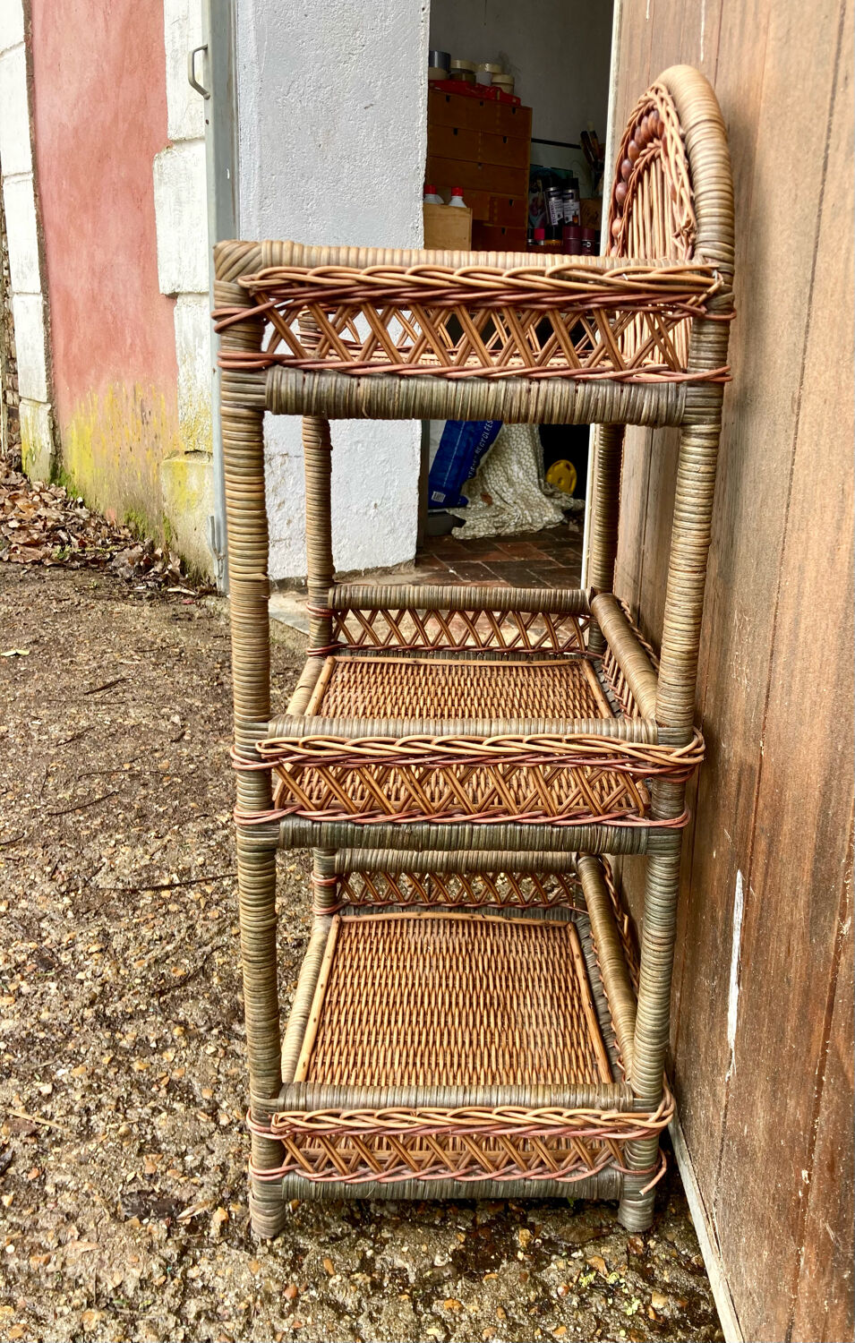 Rattan shelf cabinet