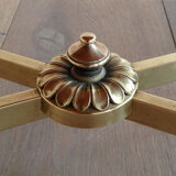 Rectangular coffee table in brass and black lacquered glass
