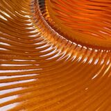 Coupe à fruits vintage en verre ambré ondulé, années 1970