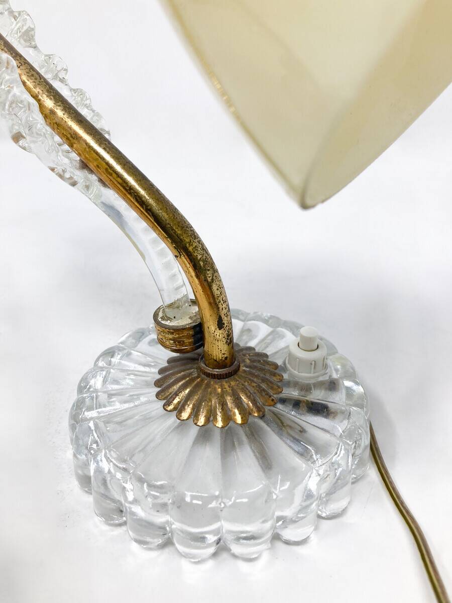 Mid-Century Modern Brass and Glass Table Lamp, 1950s