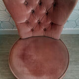 Vintage toad armchair in pink velvet.