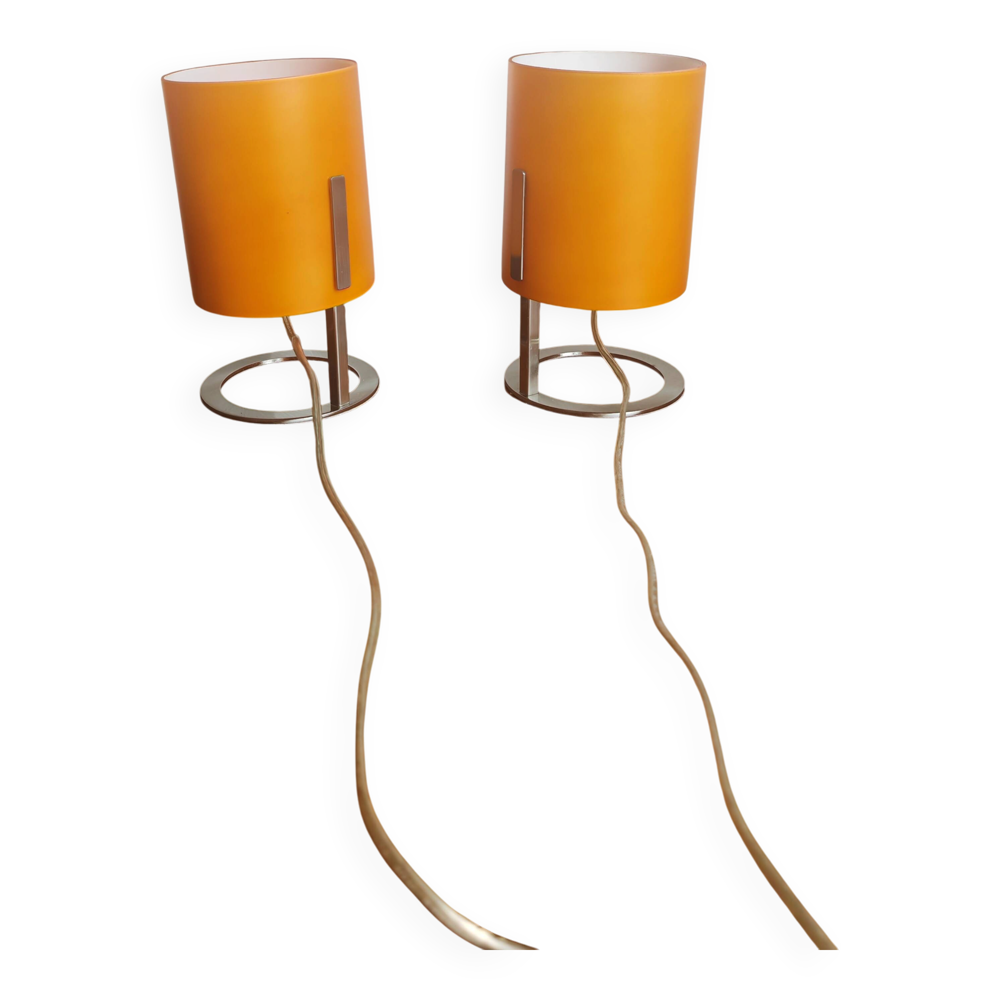 Paire de lampes tubes vintage Orange Pop & Chrome