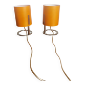 Pair of vintage tube lamps Orange Pop & Chrome