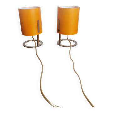 Paire de lampes tubes vintage Orange Pop & Chrome