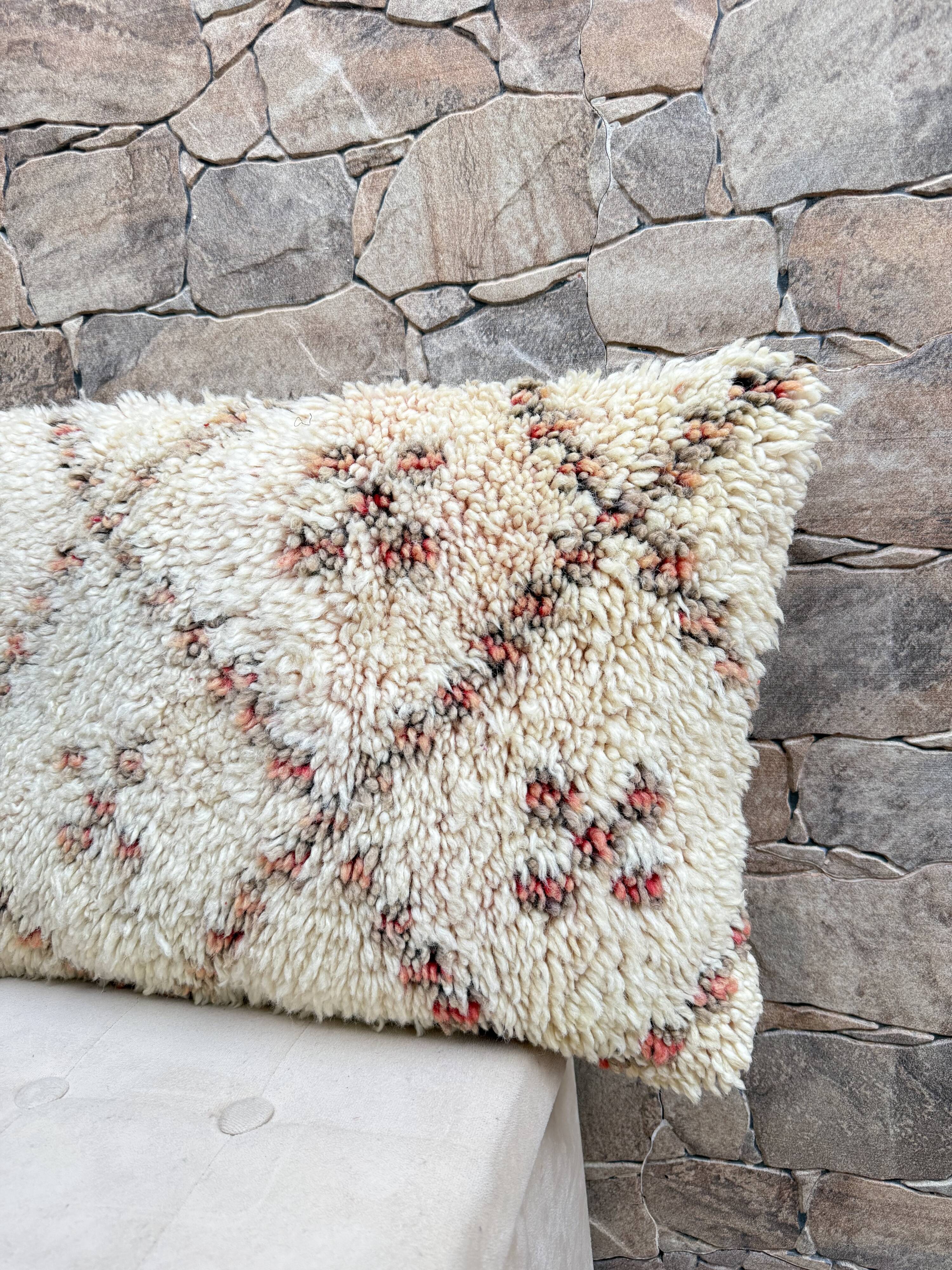Vintage Berber wool cushion cover: Moroccan rug cushion,