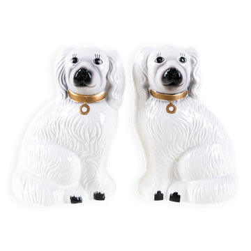 Ceramic dog figurines, English style, 1970s, made in England