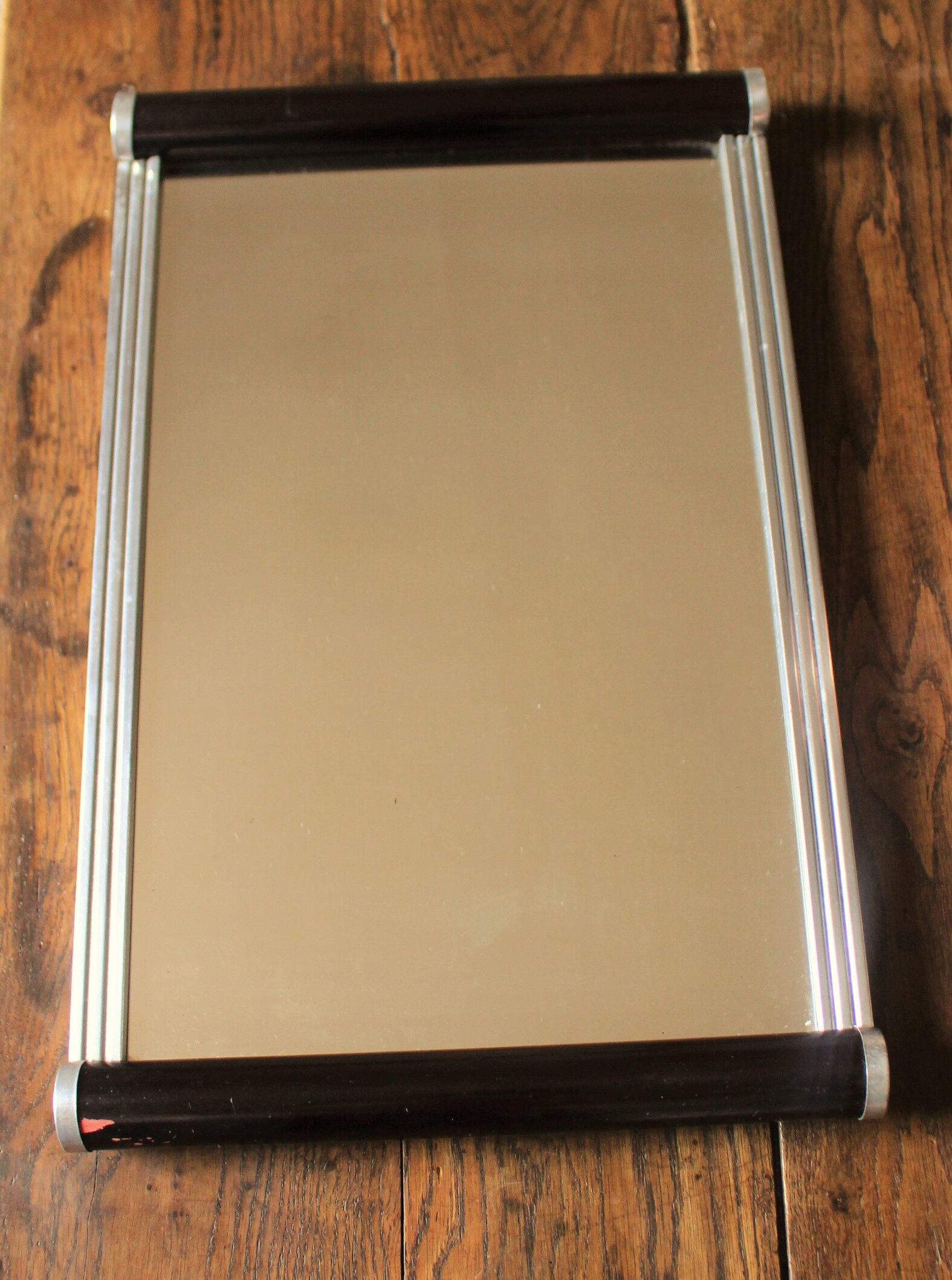 Vintage mirror top rectangle wood metal