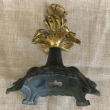 Louis XV candlestick in solid bronze openwork pewter base early twentieth century