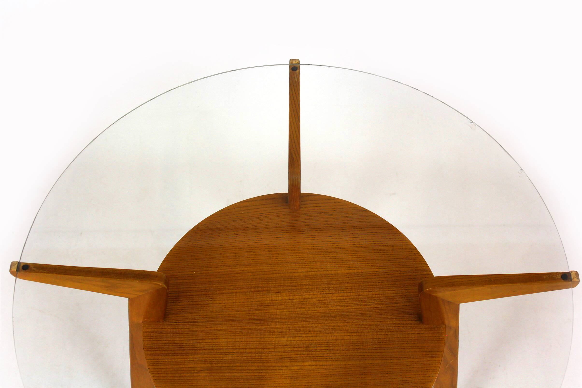 Mid-century round glass top coffee table from jitona, 1960s