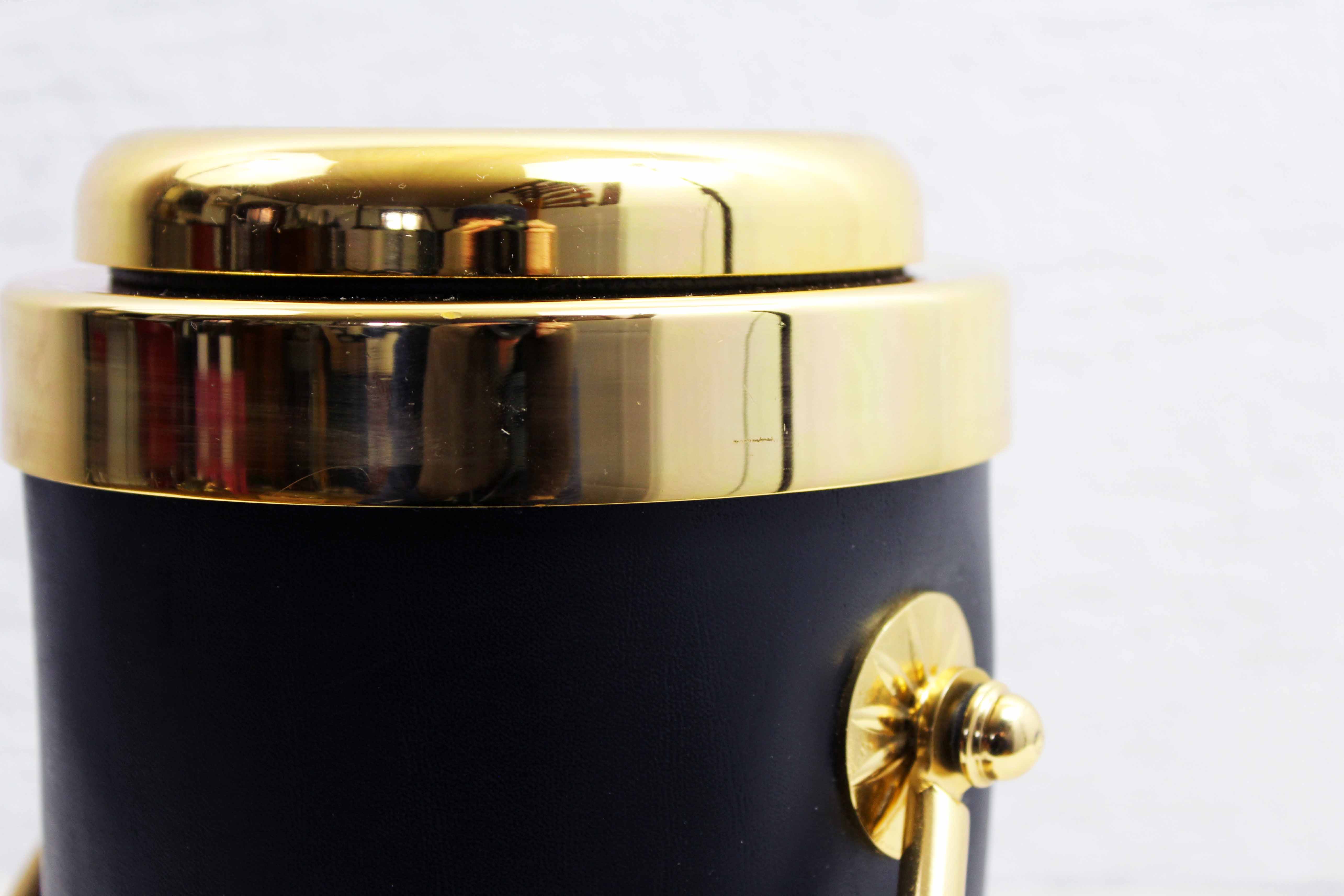 Vintage leather and brass ice bucket