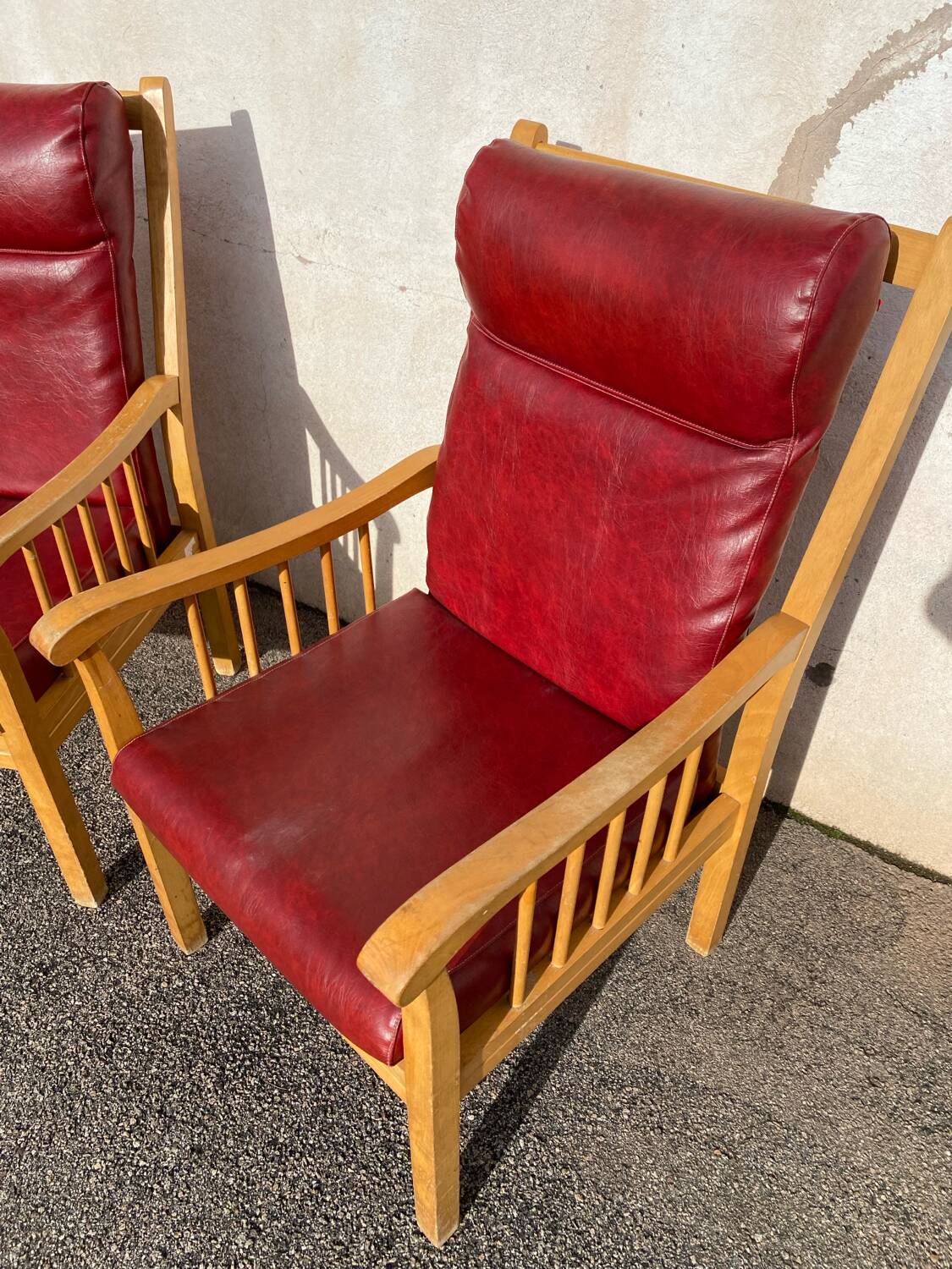 Pair of Baumann leather armchairs
