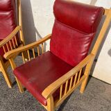 Paire de fauteuils cuir baumann
