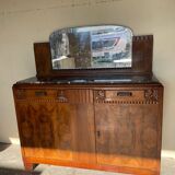 Vintage marble sideboard with mirror from the 1930s