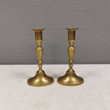 A set of vintage brass candlesticks, made by MALM Denmark in the 1960-70s.