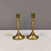 A set of vintage brass candlesticks, made by MALM Denmark in the 1960-70s.