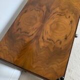 Walnut veneer pedestal table.