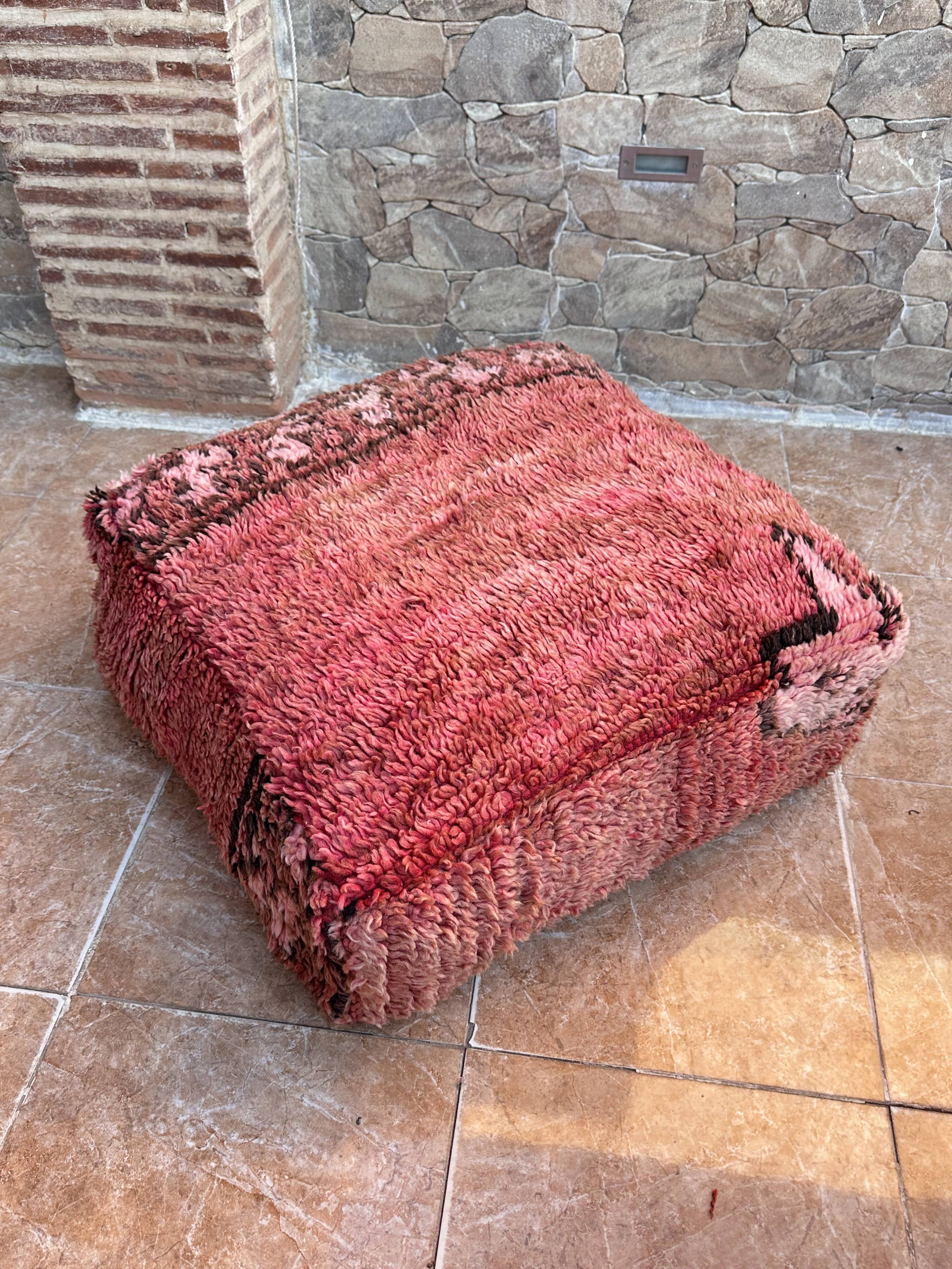 Handmade Berber Kilim pouf, floor cushion