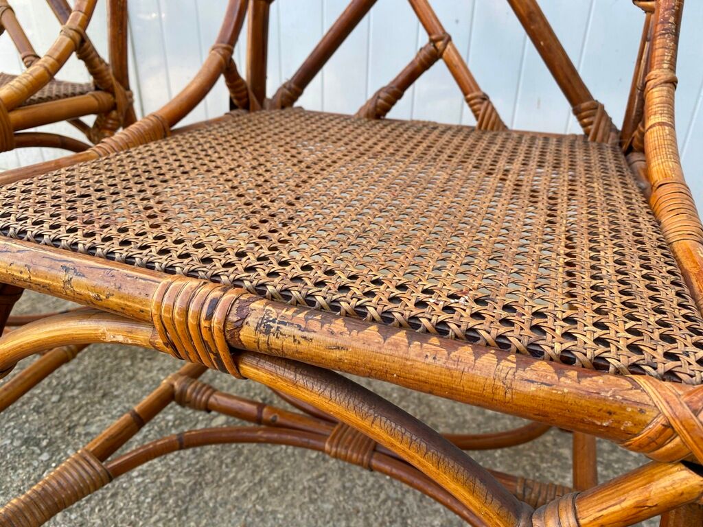Pair of rattan chairs and vintage cannage from the 70s