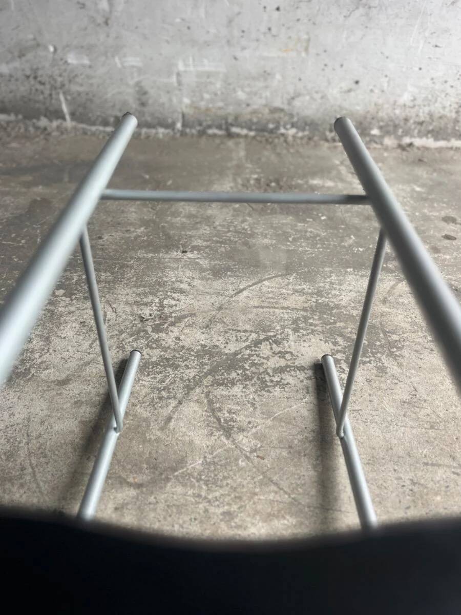 Philippe Starck vintage high bar stool — black plastic seat, silver metal frame