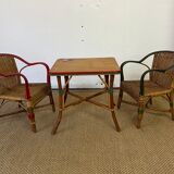 Ensemble table et fauteuils salon en rotin enfants