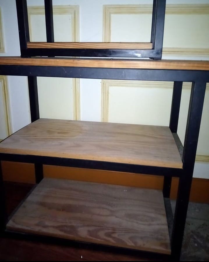 Vintage metal and wood showcase