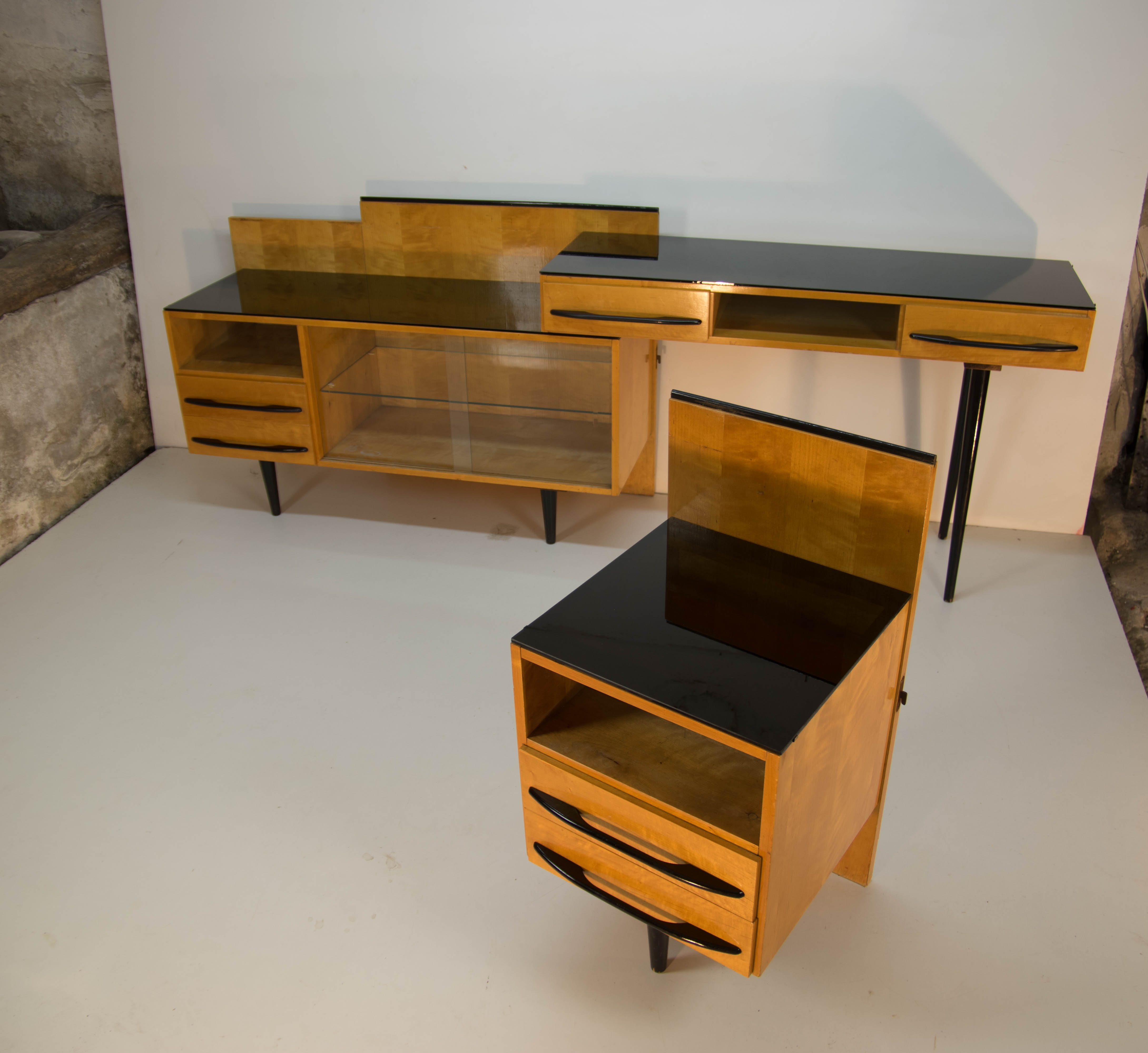 Modular set of table, night stand and chest of drawers by M. Pozar, 1960s