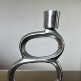Pair of 1980 aluminum "circle" candlesticks