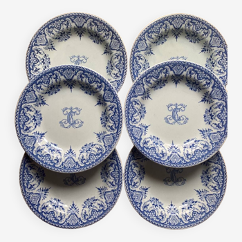 Gien - sublime suite of old plates monogram C