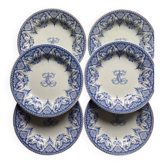 Gien - sublime set of old plates monogram C