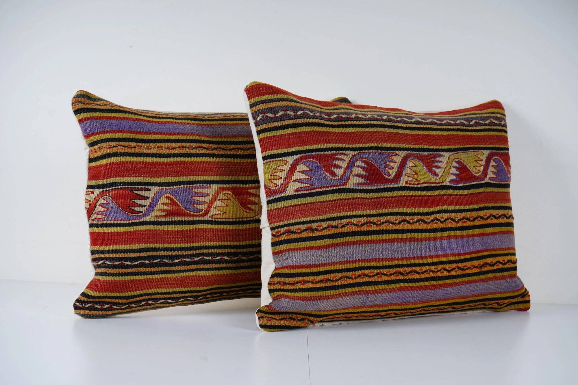 Set of 2 vintage kilim cushion covers 41x61 cm