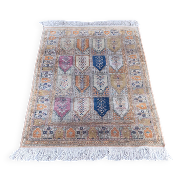 Vintage - Tapis en soie noué à la main du Cachemire