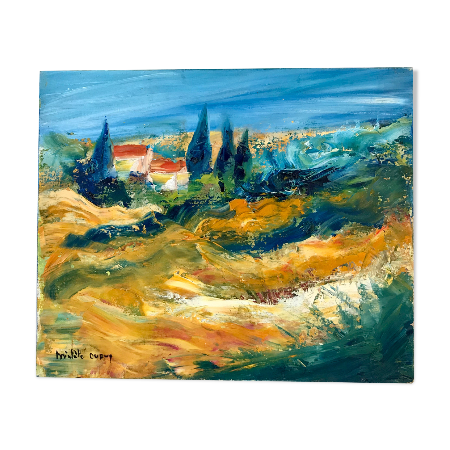 Oil on canvas painting landscape signed