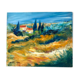 Oil on canvas painting landscape signed