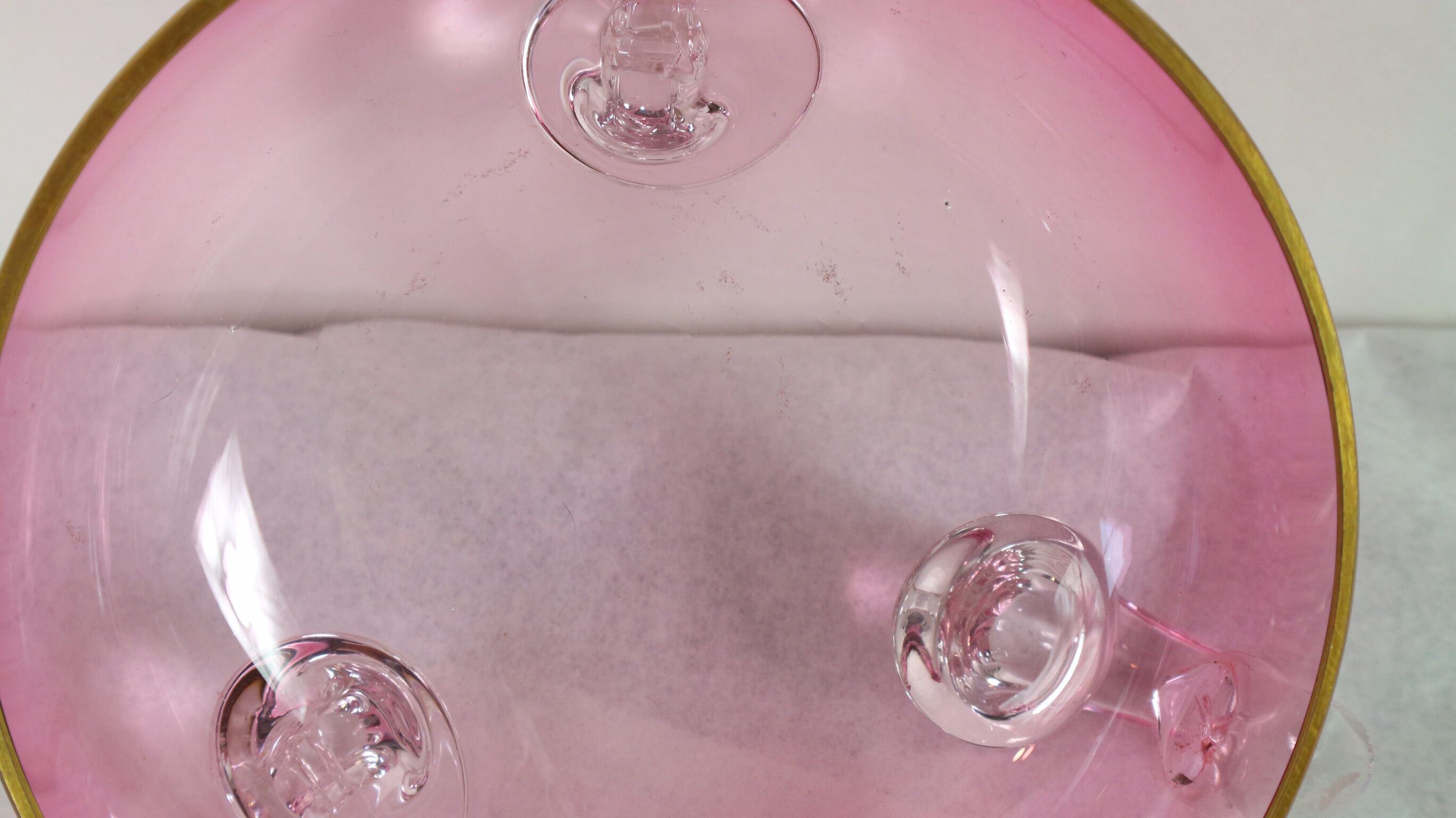 Vintage glasses service cup pink for 7 with service bowl