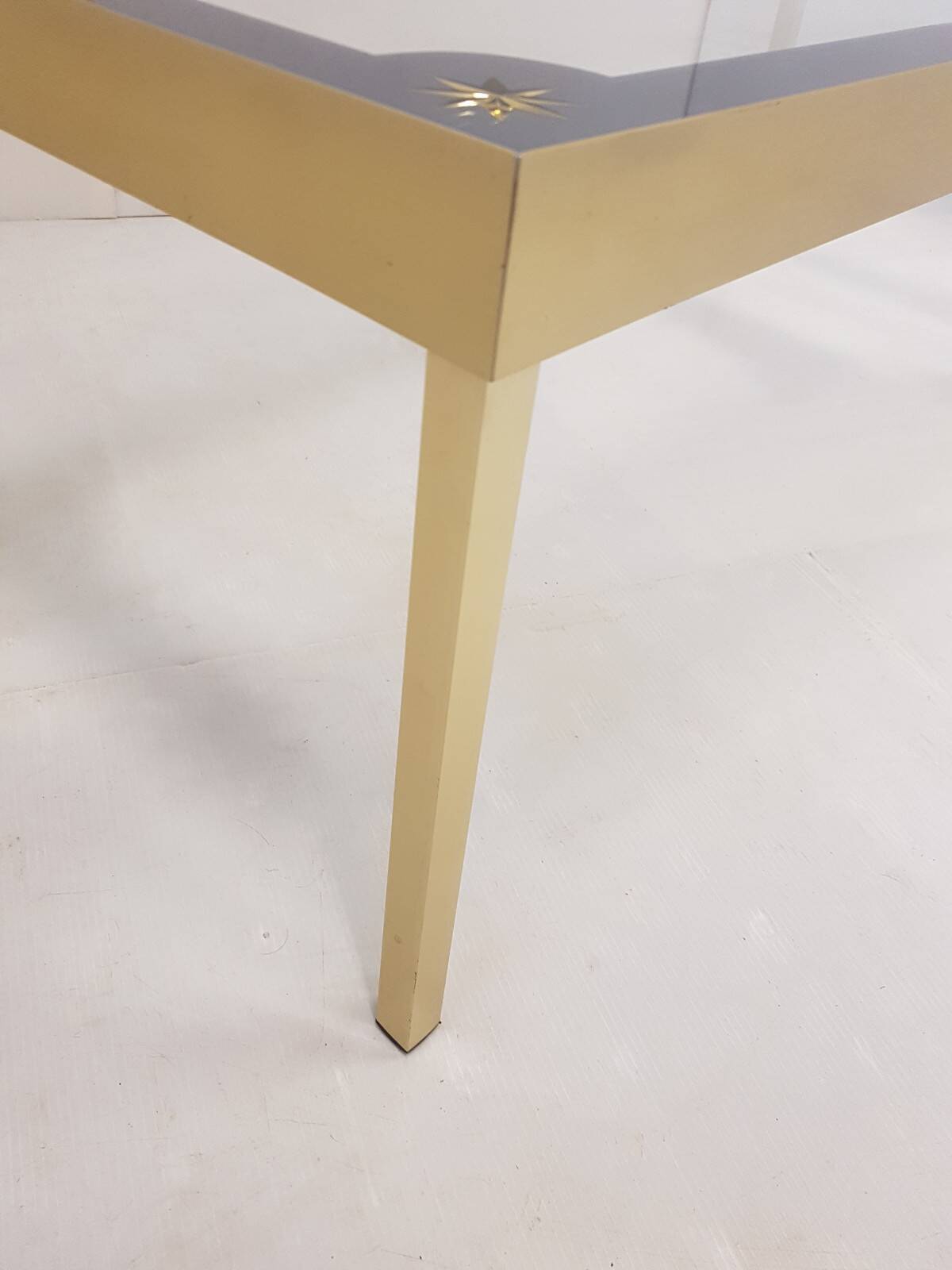 Vintage coffee table gold aluminium & star glass 1960s