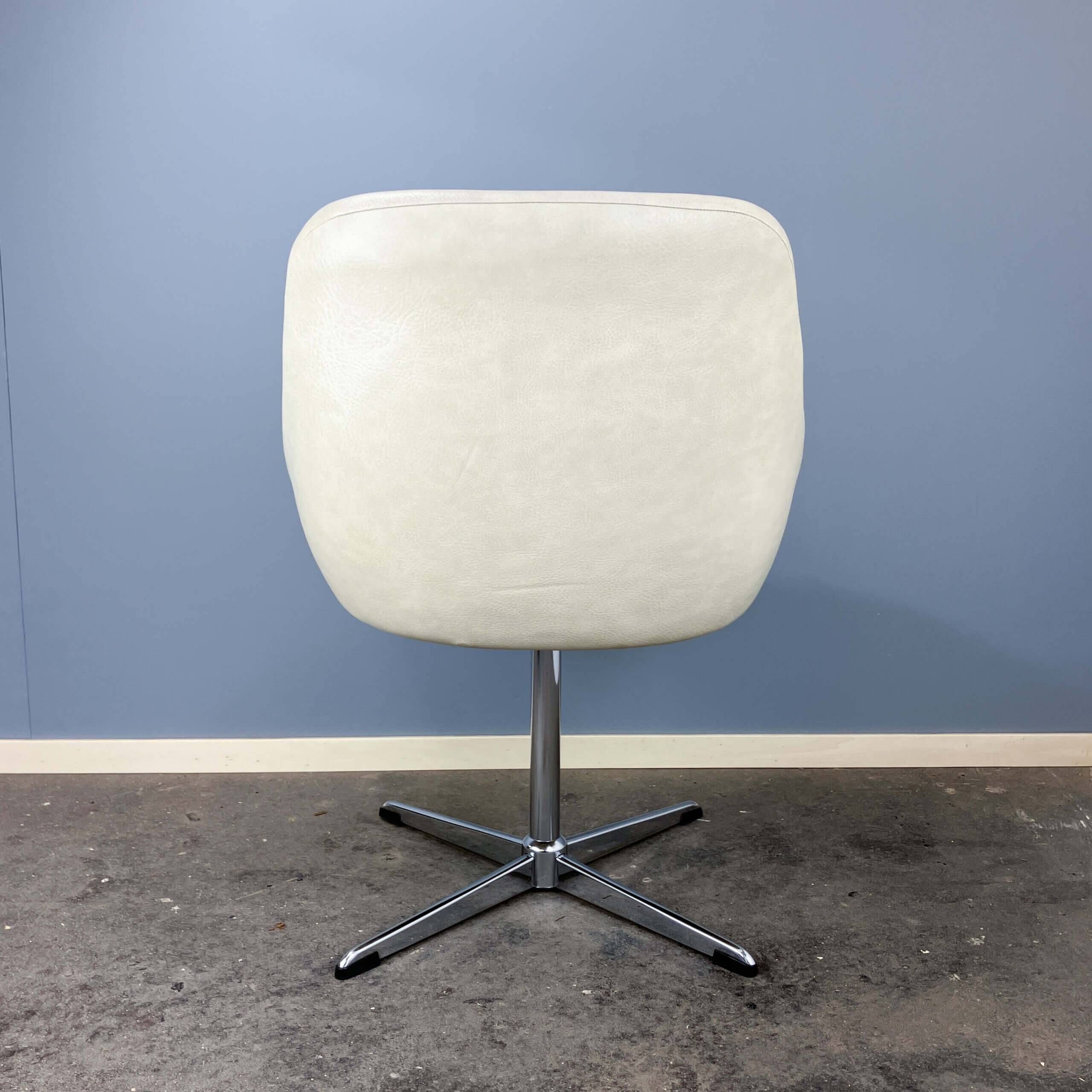 Swivel cocktail chair, chrome and faux leather,vintage from the 70s