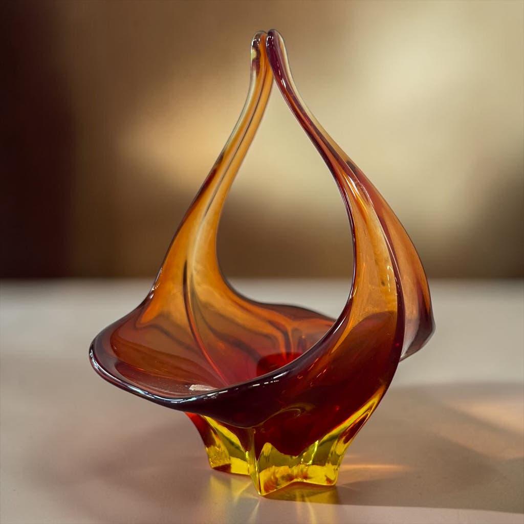 Vintage glass bowl/decoration (red/amber)
