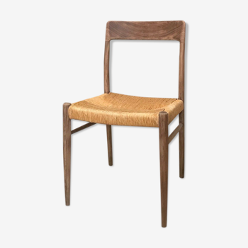 Chaise vintage en bois et paille