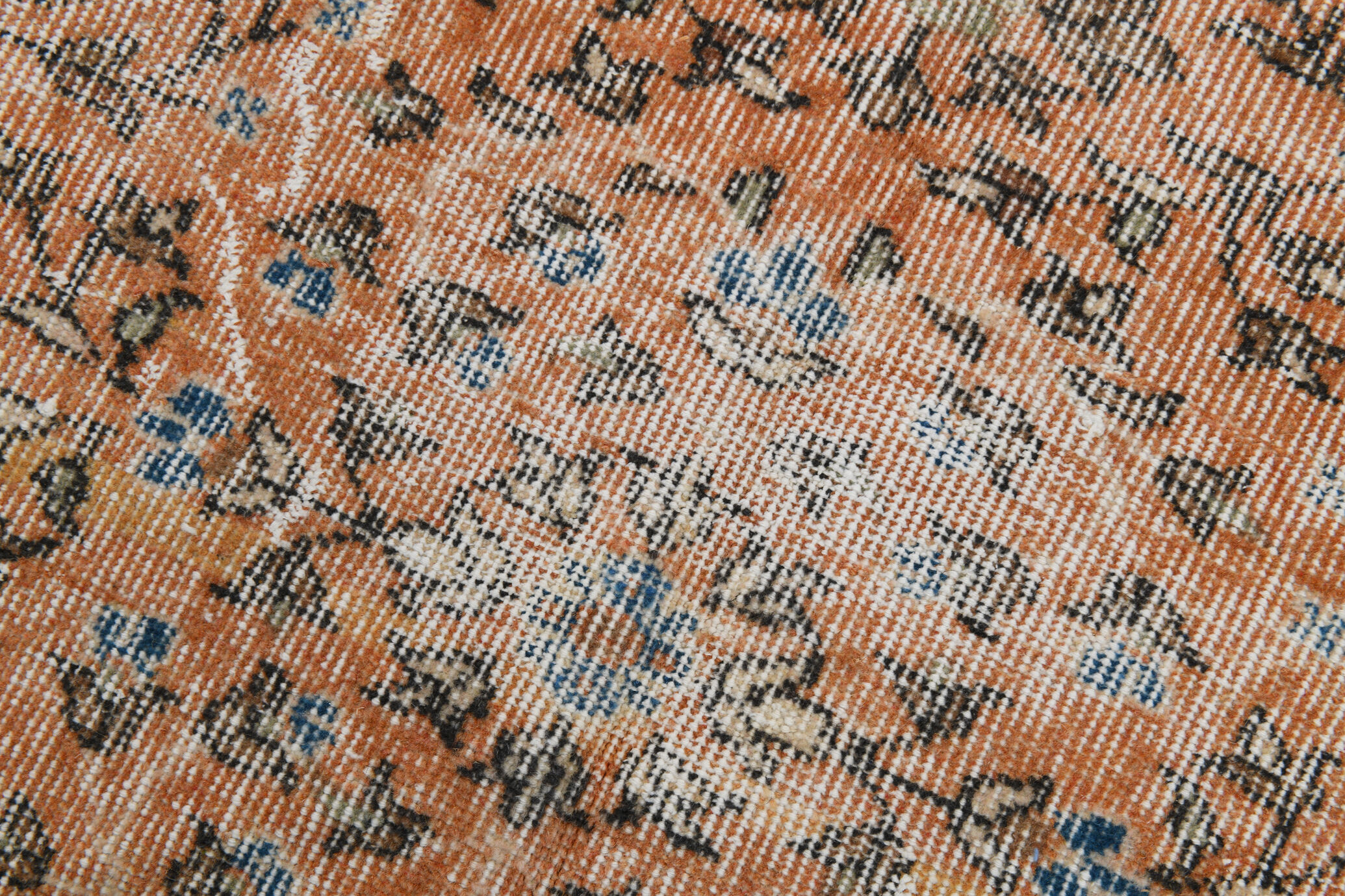 8x12 handmade orange foloral turkish rug 383x257cm