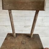 Set of three wooden tripod chairs in oak, raw art.