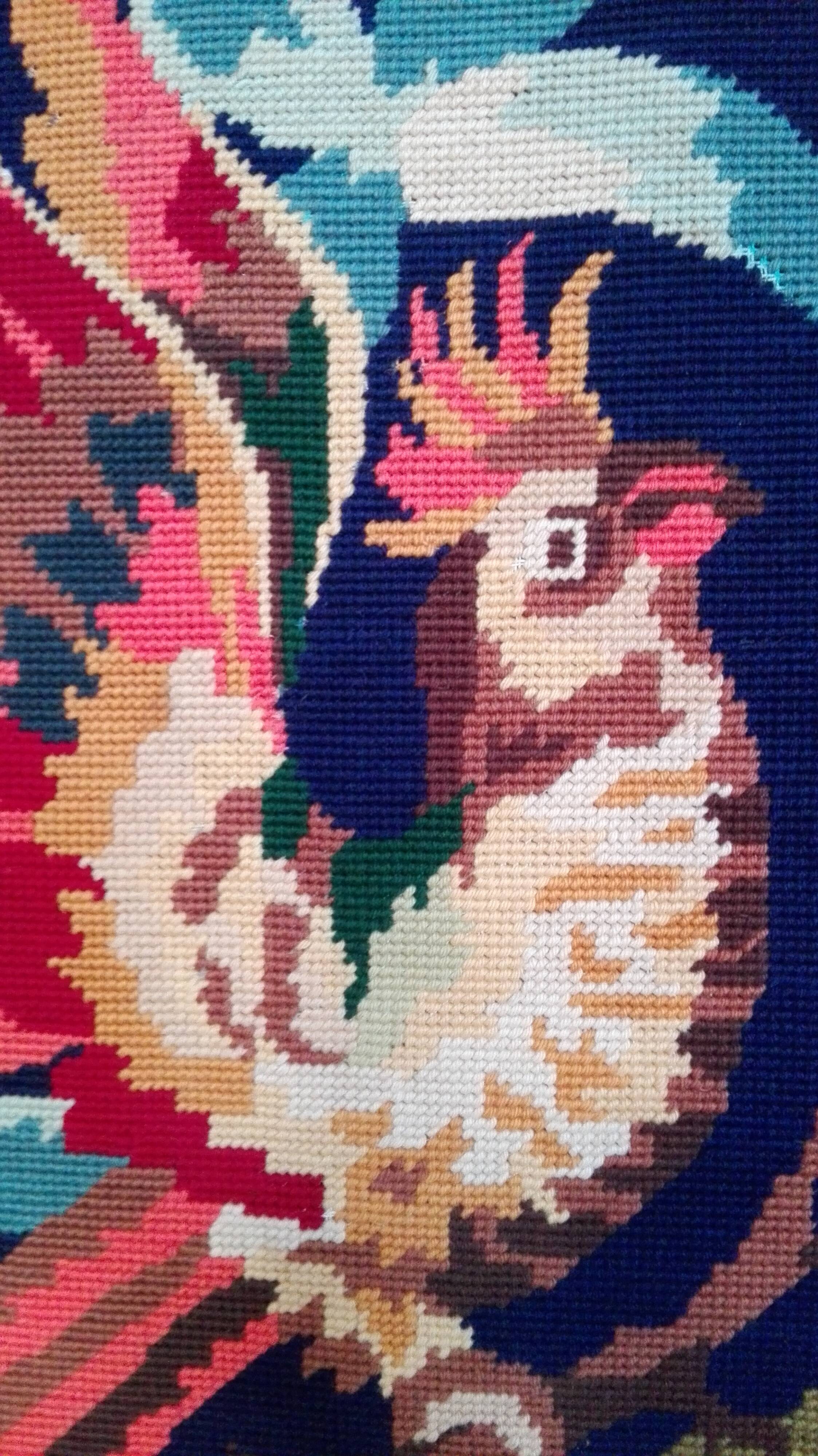 Painting canvas "birds of paradise", vintage 1960