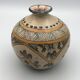 Vintage vase shaped terracotta ball with handheld paint decoration polychrome signed